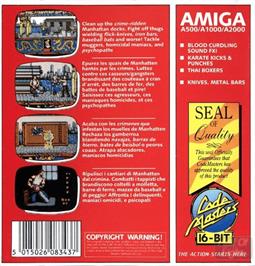 Box back cover for Guardian Angel on the Commodore Amiga.