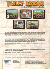 Box back cover for Harley-Davidson: The Road to Sturgis on the Commodore Amiga.