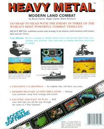 Box back cover for Heavy Metal on the Commodore Amiga.