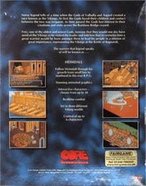 Box back cover for Heimdall on the Commodore Amiga.