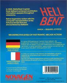 Box back cover for Hell Bent on the Commodore Amiga.