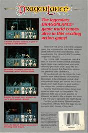 Box back cover for Heroes of the Lance on the Commodore Amiga.