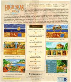 Box back cover for High Seas Trader on the Commodore Amiga.