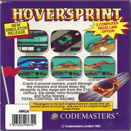 Box back cover for Hoversprint on the Commodore Amiga.