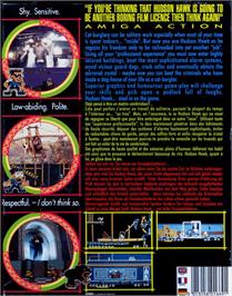 Box back cover for Hudson Hawk on the Commodore Amiga.