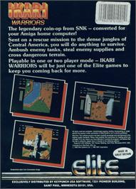Box back cover for Ikari Warriors on the Commodore Amiga.