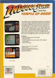 Box back cover for Indiana Jones and the Temple of Doom on the Commodore Amiga.