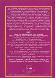 Box back cover for Inertia Drive on the Commodore Amiga.