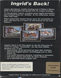 Box back cover for Ingrid's Back! on the Commodore Amiga.