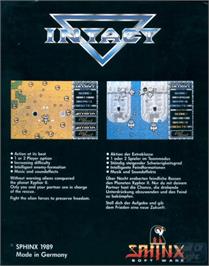 Box back cover for Intact on the Commodore Amiga.