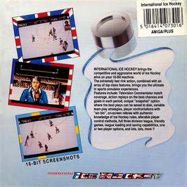 Box back cover for International Ice Hockey on the Commodore Amiga.