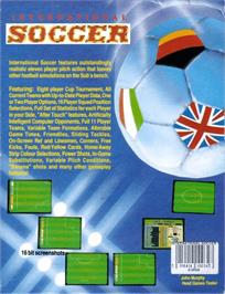 Box back cover for International Soccer (zeppelin) on the Commodore Amiga.