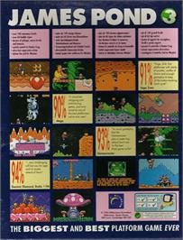 Box back cover for James Pond 3: Operation Starfish on the Commodore Amiga.