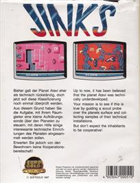 Box back cover for Jinks on the Commodore Amiga.