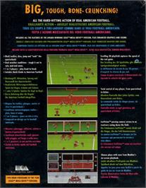 Box back cover for John Madden Football on the Commodore Amiga.