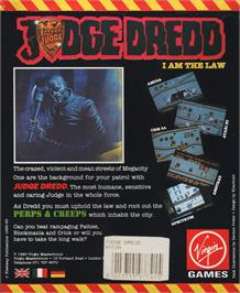 Box back cover for Judge Dredd on the Commodore Amiga.