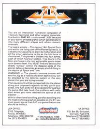 Box back cover for Jug on the Commodore Amiga.