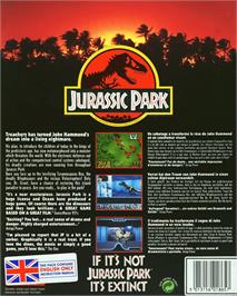 Box back cover for Jurassic Park on the Commodore Amiga.