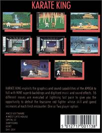 Box back cover for Karate King on the Commodore Amiga.