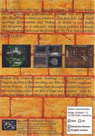 Box back cover for Kargon on the Commodore Amiga.