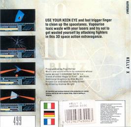Box back cover for Kelly X on the Commodore Amiga.