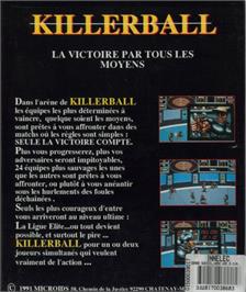Box back cover for Killerball on the Commodore Amiga.