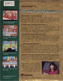 Box back cover for King's Quest 3 - To Heir Is Human on the Commodore Amiga.