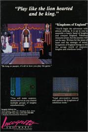 Box back cover for Kingdoms Of England on the Commodore Amiga.