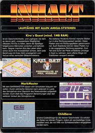 Box back cover for Kiro's Quest on the Commodore Amiga.