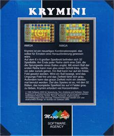 Box back cover for Krymini on the Commodore Amiga.