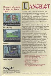 Box back cover for Lancelot on the Commodore Amiga.