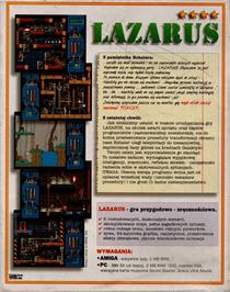 Box back cover for Lazarus on the Commodore Amiga.
