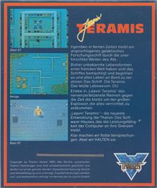 Box back cover for Leavin' Teramis on the Commodore Amiga.