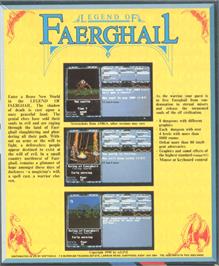 Box back cover for Legend of Faerghail on the Commodore Amiga.