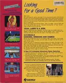 Box back cover for Leisure Suit Larry: Triple Pack on the Commodore Amiga.