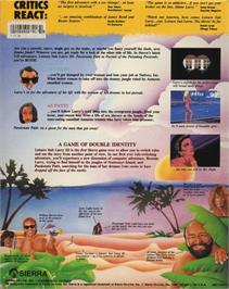 Box back cover for Leisure Suit Larry 3: Passionate Patti in Pursuit of the Pulsating Pectorals on the Commodore Amiga.
