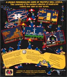 Box back cover for Lemmings on the Commodore Amiga.