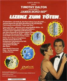 Box back cover for Licence To Kill on the Commodore Amiga.