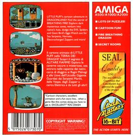 Box back cover for Little Puff in Dragonland on the Commodore Amiga.