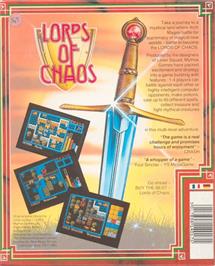 Box back cover for Lords of Chaos on the Commodore Amiga.