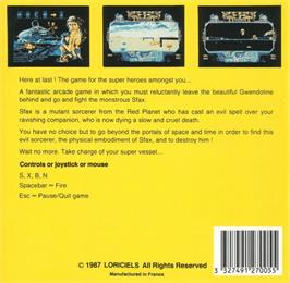 Box back cover for Mach 3 on the Commodore Amiga.