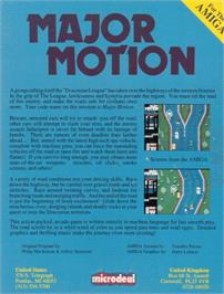 Box back cover for Major Motion on the Commodore Amiga.