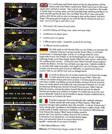 Box back cover for Manix on the Commodore Amiga.