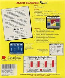 Box back cover for Math Blaster Plus! on the Commodore Amiga.