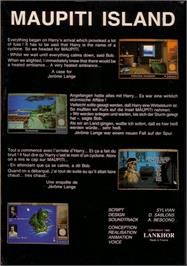 Box back cover for Maupiti Island on the Commodore Amiga.