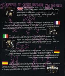 Box back cover for Mega Phoenix on the Commodore Amiga.