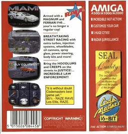Box back cover for Miami Chase on the Commodore Amiga.