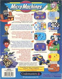 Box back cover for Micro Machines on the Commodore Amiga.