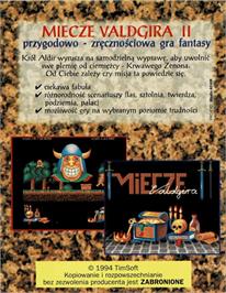 Box back cover for Miecze Valdgira 2 on the Commodore Amiga.