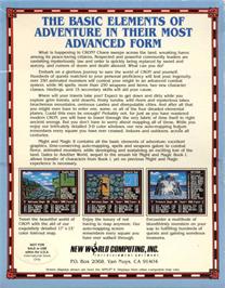 Box back cover for Might and Magic 2: Gates to Another World on the Commodore Amiga.